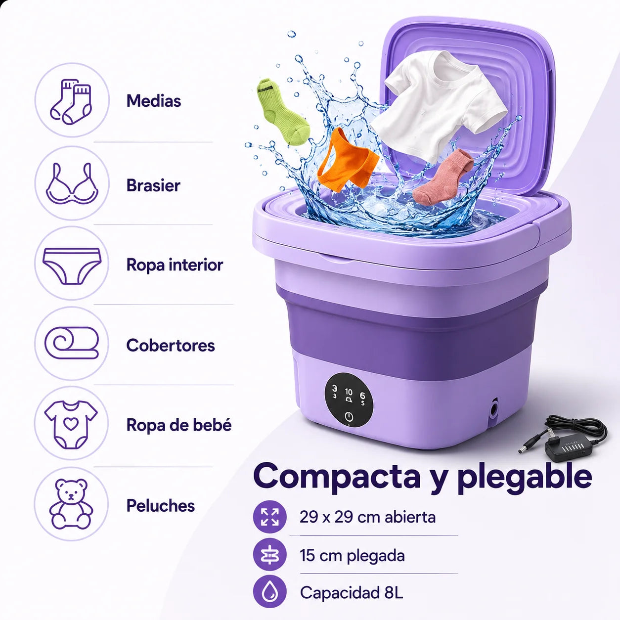 Lavadora Portátil Plegable 8L