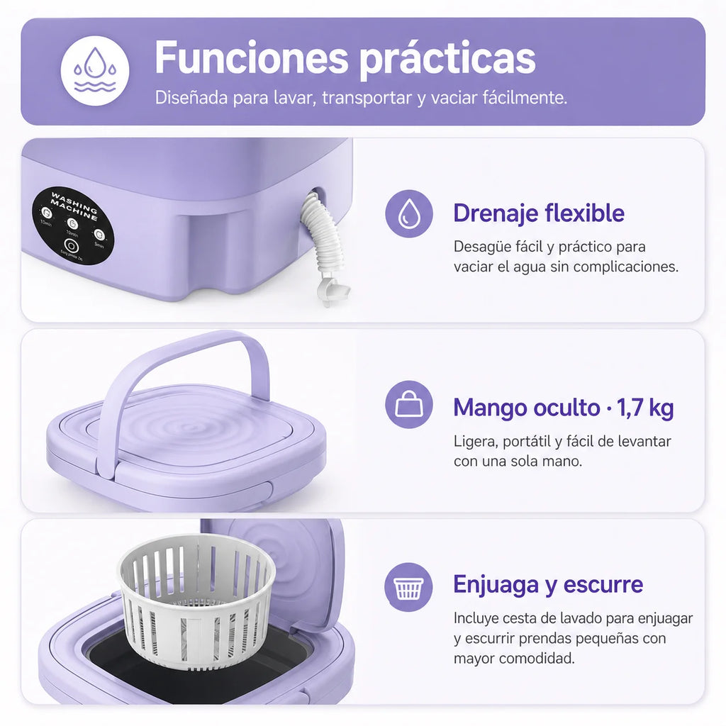 Lavadora Portátil Plegable 8L